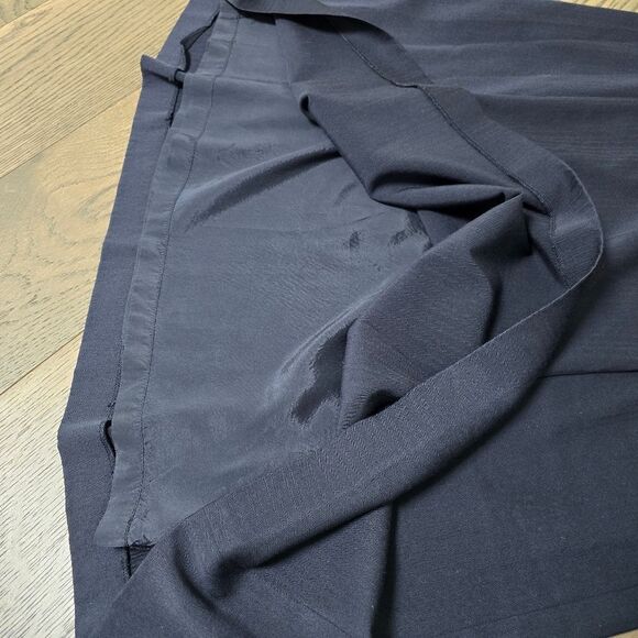 Jil Sander Midi Wool Flare Pleat Minimalist Skirt in Navy Pinstripe 36 / US 6 - Picture 7 of 14